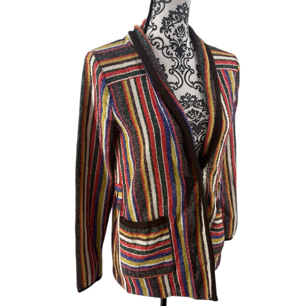 Anthropologie Akemi + Kin Mansoura Multicolor Striped Wrap Jacket (Missing Tie) - Picture 6 of 14